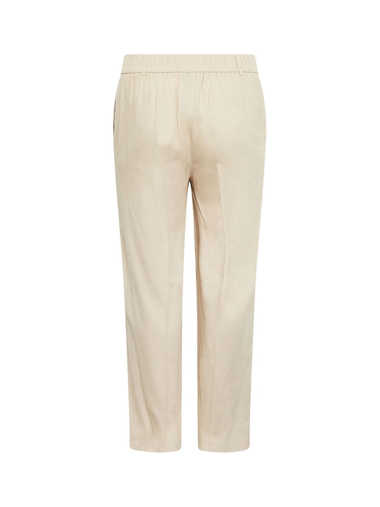 Yours Curve Neutral Linen Blend Wide Leg Trouser - Image 5 of 5 Yours Curve Neutral Linen Blend Wide Leg Trouser - Image 5 of 5