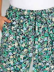 Yours Curve Black Tie Waist Frill Wide Leg Trouser - Image 3 of 5