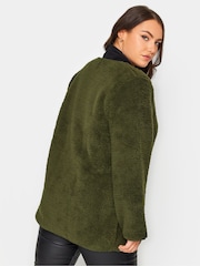 Yours Curve Green Luxury Faux Fur Toggle Cardigan Jacket - Image 2 of 4