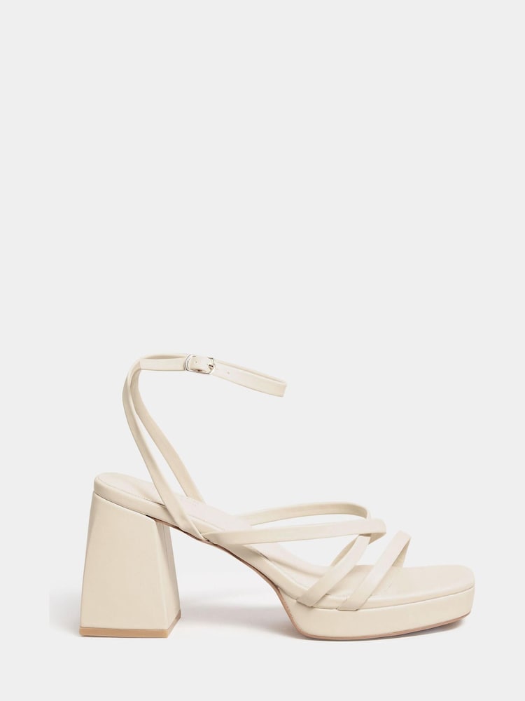 Yours Curve White Wide FIt Wide Fit Chunky Platform Strappy Sandal - Image 2 of 4 Yours Curve White Wide FIt Wide Fit Chunky Platform Strappy Sandal - Image 2 of 4