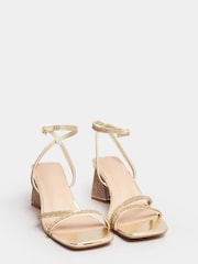 Yours Curve Gold Wide FIt Extra-Wide Fit Strappy Sparkle Heel Sandal - Image 2 of 5