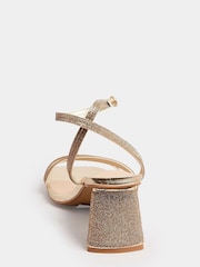 Yours Curve Gold Wide FIt Extra-Wide Fit Strappy Sparkle Heel Sandal - Image 3 of 5