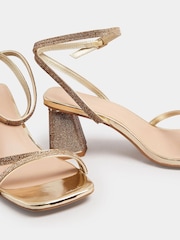 Yours Curve Gold Wide FIt Extra-Wide Fit Strappy Sparkle Heel Sandal - Image 5 of 5