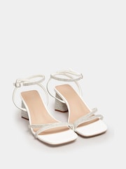 Yours Curve White Extra Wide Fit Extra Wide Fit Strappy Sparkle Heel Sandal - Image 2 of 5