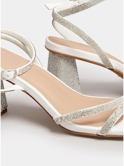 Yours Curve White Extra Wide Fit Extra Wide Fit Strappy Sparkle Heel Sandal - Image 5 of 5