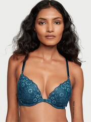 Victoria's Secret Midnight Sea Blue Posey Lace Lace T-Shirt Push Up Bra - Image 1 of 3