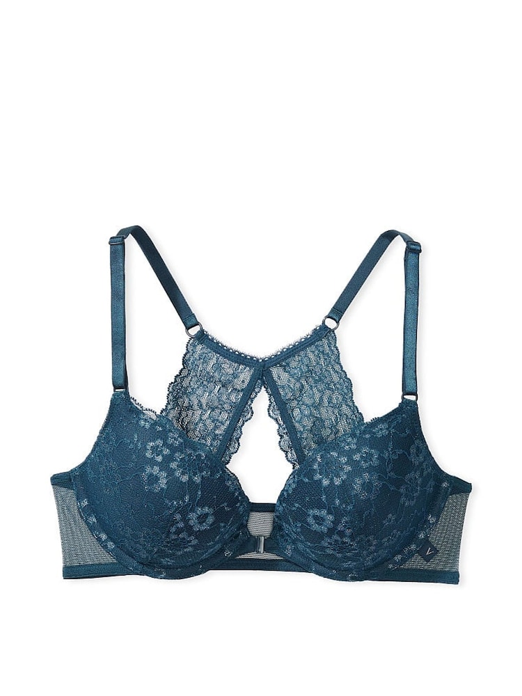 Victoria's Secret Midnight Sea Blue Posey Lace Lace T-Shirt Push Up Bra - Image 3 of 3