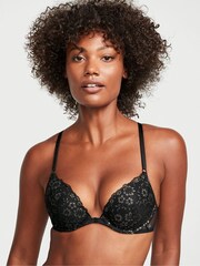 Victoria's Secret Black Posey Lace Lace T-Shirt Push Up Bra - Image 1 of 3