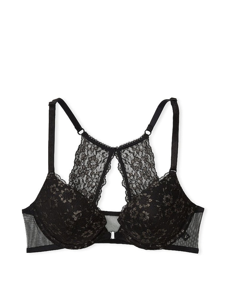 Victoria's Secret Black Posey Lace Lace T-Shirt Push Up Bra - Image 3 of 3