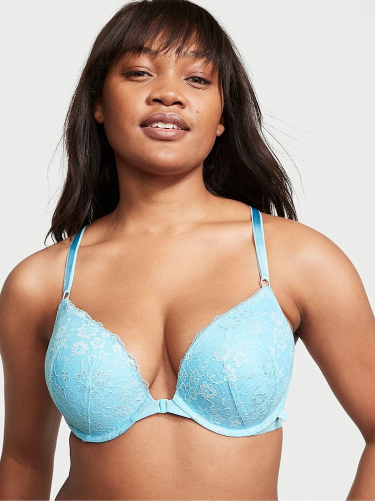 Victoria's Secret Blue Topaz Posey Lace Lace T-Shirt Push Up Bra - Image 1 of 3