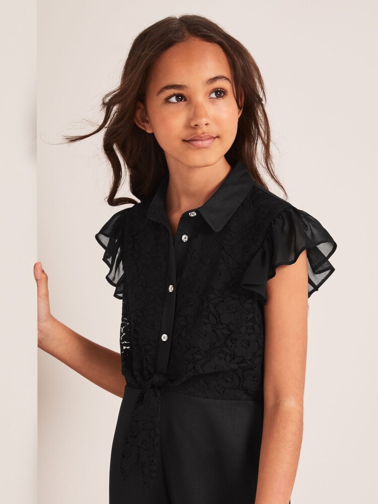 Lipsy Black Lace Button Through Playsuit - Image 4 of 4 Lipsy Black Lace Button Through Playsuit - Image 4 of 4