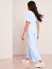 Lipsy Blue Cut Out Flutter Sleeve Jumpsuit - Image 3 of 4