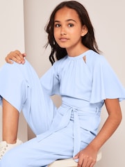Lipsy Blue Cut Out Flutter Sleeve Jumpsuit - Image 4 of 4