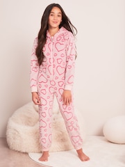 Lipsy Pink Cosy Fleece All-In-One (From 3-16yrs) - Image 2 of 4