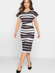 PixieGirl Petite Black Stripe Knot Twist Dress - Image 1 of 4
