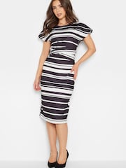 PixieGirl Petite Black Stripe Knot Twist Dress - Image 2 of 4