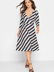 PixieGirl Petite Black Mono Wrap Dress - Image 1 of 4