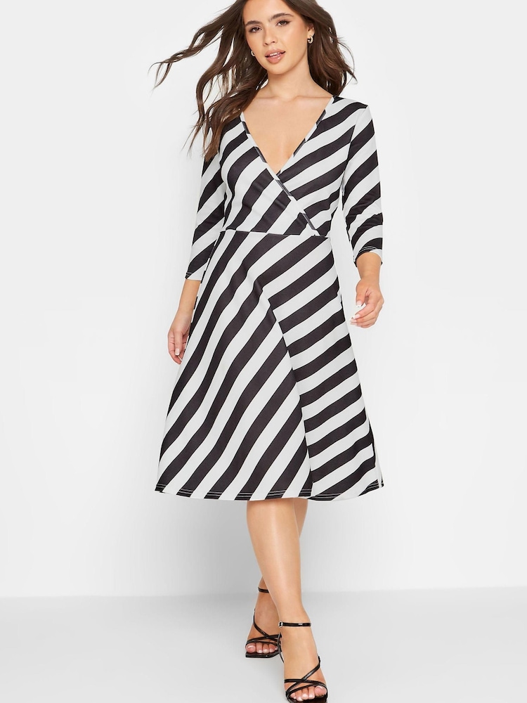 PixieGirl Petite Black Mono Wrap Dress - Image 1 of 4