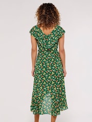 Apricot Green Multi Floral Ruffle Detail Midi Dress - Image 2 of 4