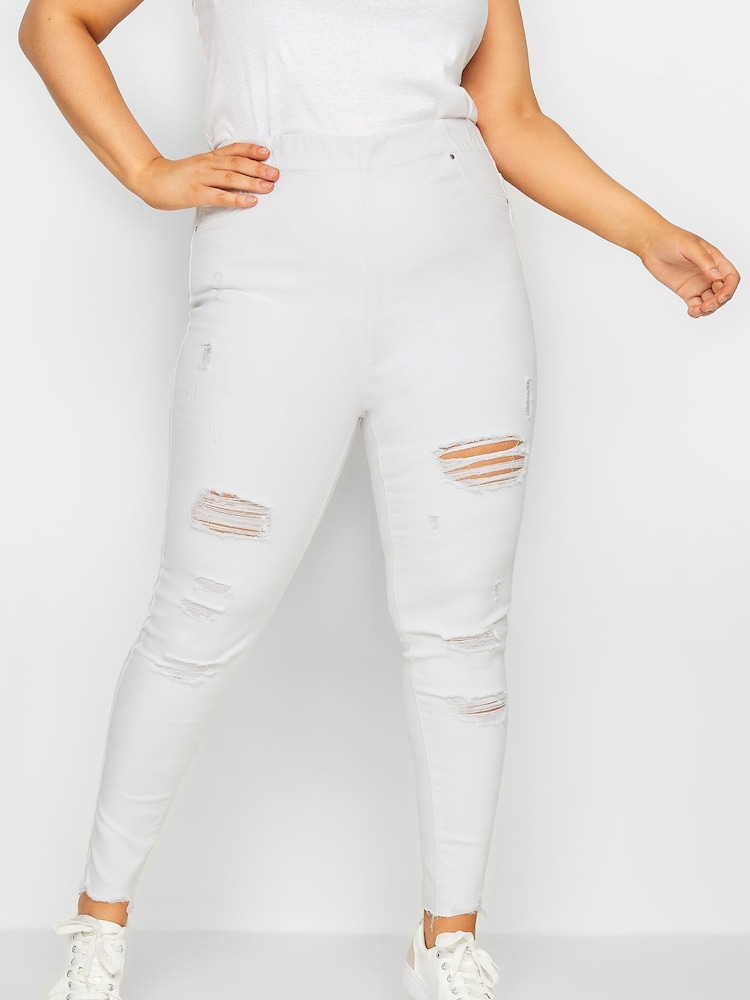 Yours Curve White Jenny Destroyed Jegging - Image 1 of 5