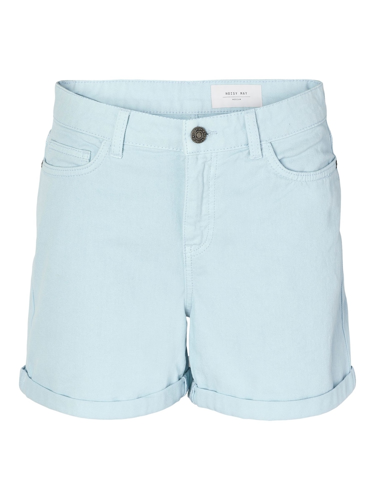 NOISY MAY Pastel Blue High Waist Mom Shorts - Image 1 of 2