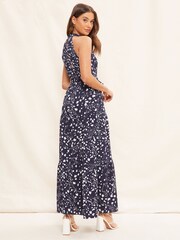Friends Like These Blue Jersey Tiered Halter Maxi Dress - Image 2 of 4