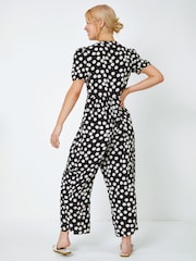 Dusk Black Polka Dot Print Culotte Jumpsuit - Image 3 of 5