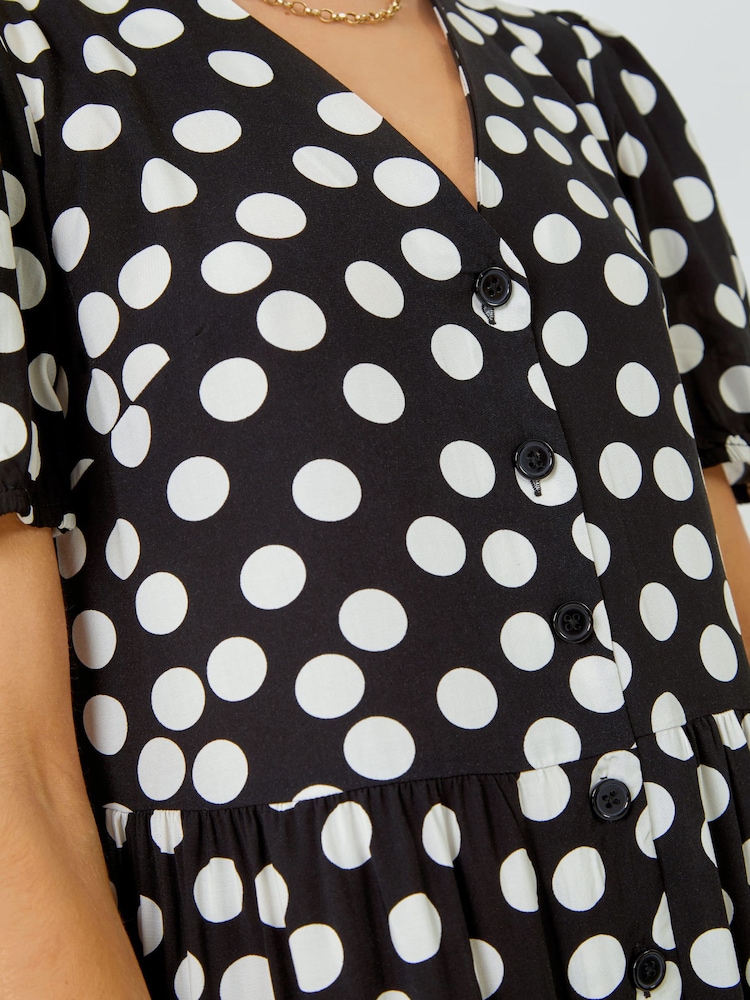 Dusk Black Polka Dot Print Culotte Jumpsuit - Image 5 of 5