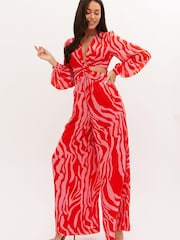 Style Cheat Red Teagan Cut Out Jumpsuit - Image 3 of 4