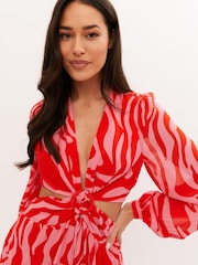 Style Cheat Red Teagan Cut Out Jumpsuit - Image 4 of 4
