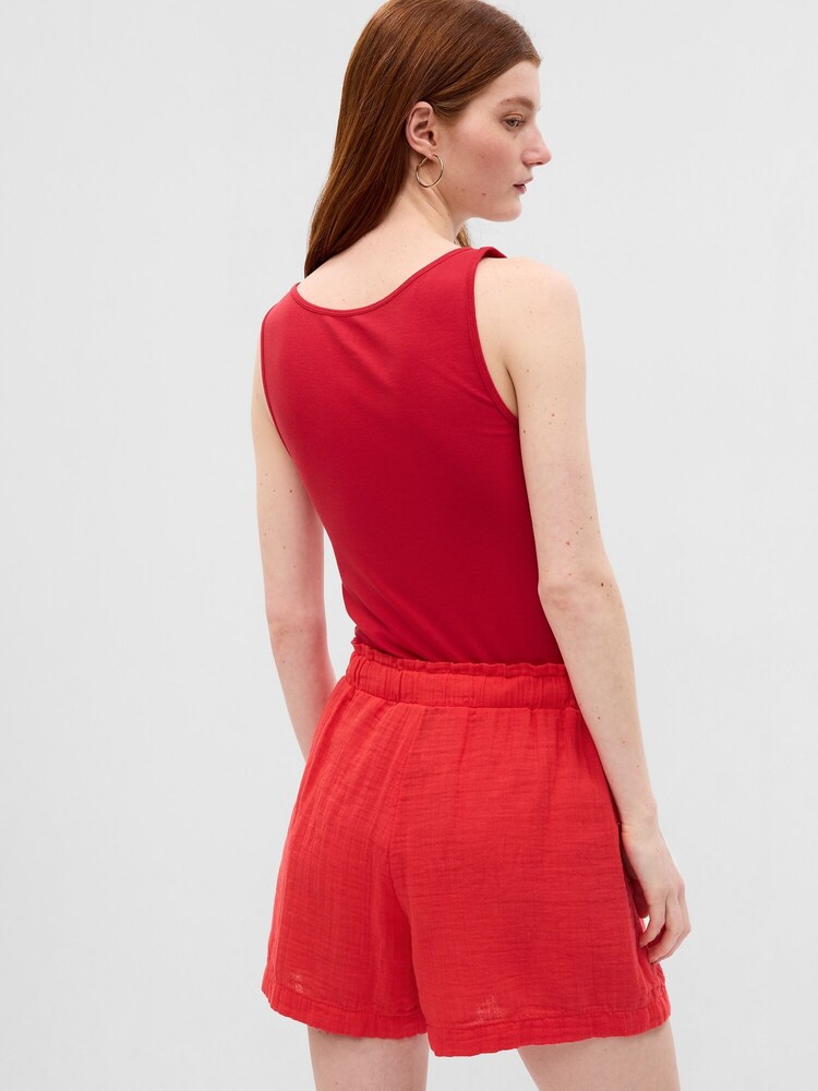Gap Red Crinkle Gauze Shorts - Image 2 of 6 Gap Red Crinkle Gauze Shorts - Image 2 of 6
