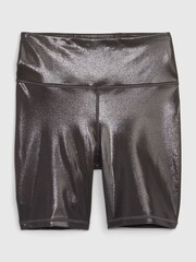 Gap Black and Silver Shimmer Recycled High Rise Cycle Gym Shorts - Image 1 of 1