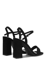 Linzi Black Faux Suede Beverley Square Toe Block Heeled Sandal - Image 4 of 4
