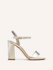 Linzi Gold PU Beverley Square Toe Block Heeled Sandal - Image 2 of 4