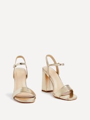 Linzi Gold PU Beverley Square Toe Block Heeled Sandal - Image 3 of 4