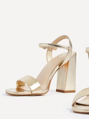 Linzi Gold PU Beverley Square Toe Block Heeled Sandal - Image 4 of 4
