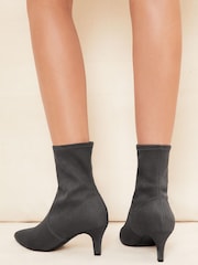 Friends Like These Grey Regular Fit Low Kitten Heel Ankle Sock Boot - Image 3 of 4