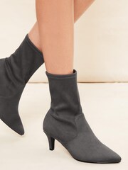 Friends Like These Grey Regular Fit Low Kitten Heel Ankle Sock Boot - Image 4 of 4