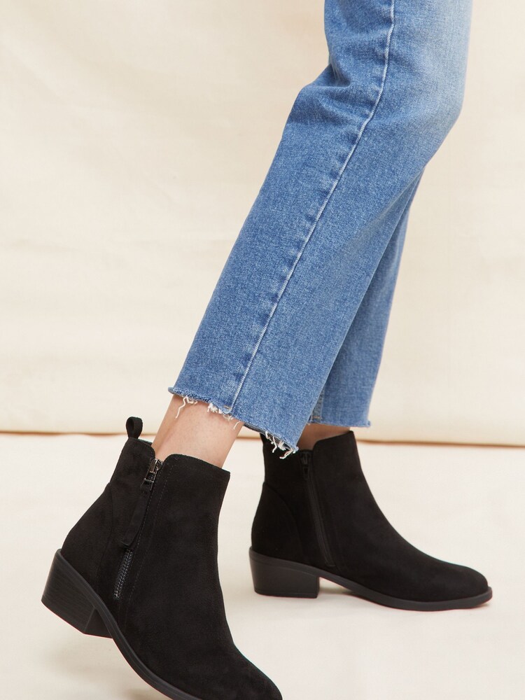 Friends Like These Black Regular Fit Side Zip Low Heel Ankle Boot - Image 1 of 5
