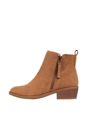 Friends Like These Brown Regular Fit Side Zip Low Heel Ankle Boot - Image 1 of 5