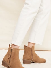 Friends Like These Brown Regular Fit Side Zip Low Heel Ankle Boot - Image 2 of 5