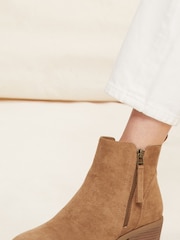 Friends Like These Brown Regular Fit Side Zip Low Heel Ankle Boot - Image 3 of 5