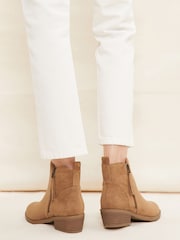 Friends Like These Brown Regular Fit Side Zip Low Heel Ankle Boot - Image 4 of 5