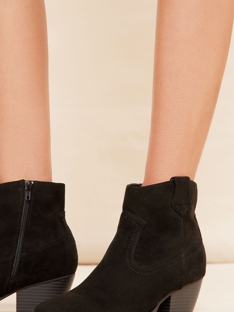 Friends Like These Black Regular Fit Almond Toe Low Heel Cowboy Boot - Image 2 of 4