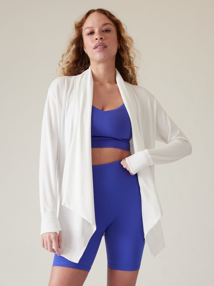 Athleta White Pranayama Restore Long Wrap Cardigan - Image 1 of 6