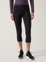 Athleta Black 3/4 Length Saluation High Waisted Pocket Leggings - Image 1 of 6