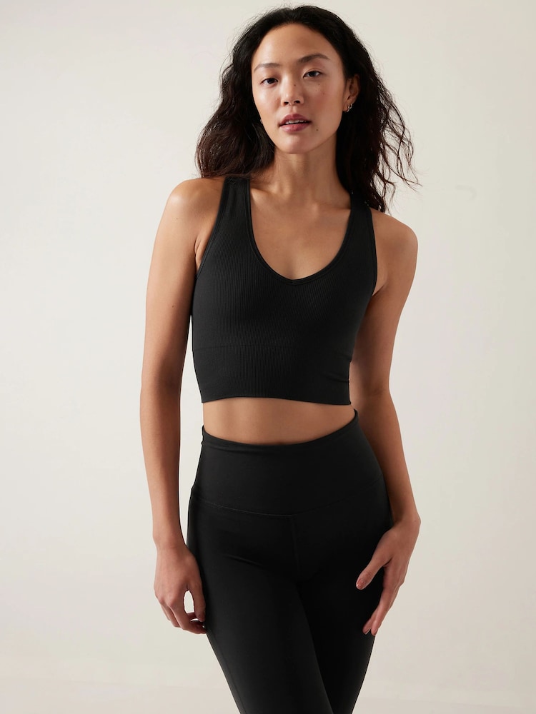 Athleta Black Aurora Seamless Crop Rib Tank - Image 1 of 8 Athleta Black Aurora Seamless Crop Rib Tank - Image 1 of 8