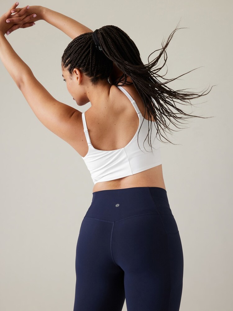 Athleta White A-C Cup Elation V-Neck Crop Low Impact Sports Bra - Image 2 of 2 Athleta White A-C Cup Elation V-Neck Crop Low Impact Sports Bra - Image 2 of 2