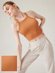 Athleta Beige Aurora High Neck V Back Tank - Image 1 of 3