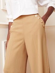 Love & Roses Camel Military Button Wide Leg Trousers - Image 3 of 4